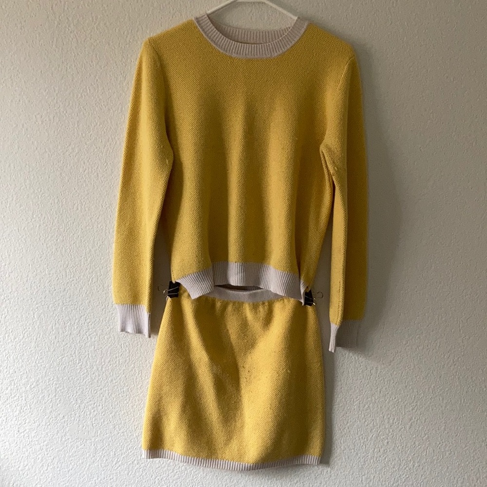Yellow sweater and skirt set